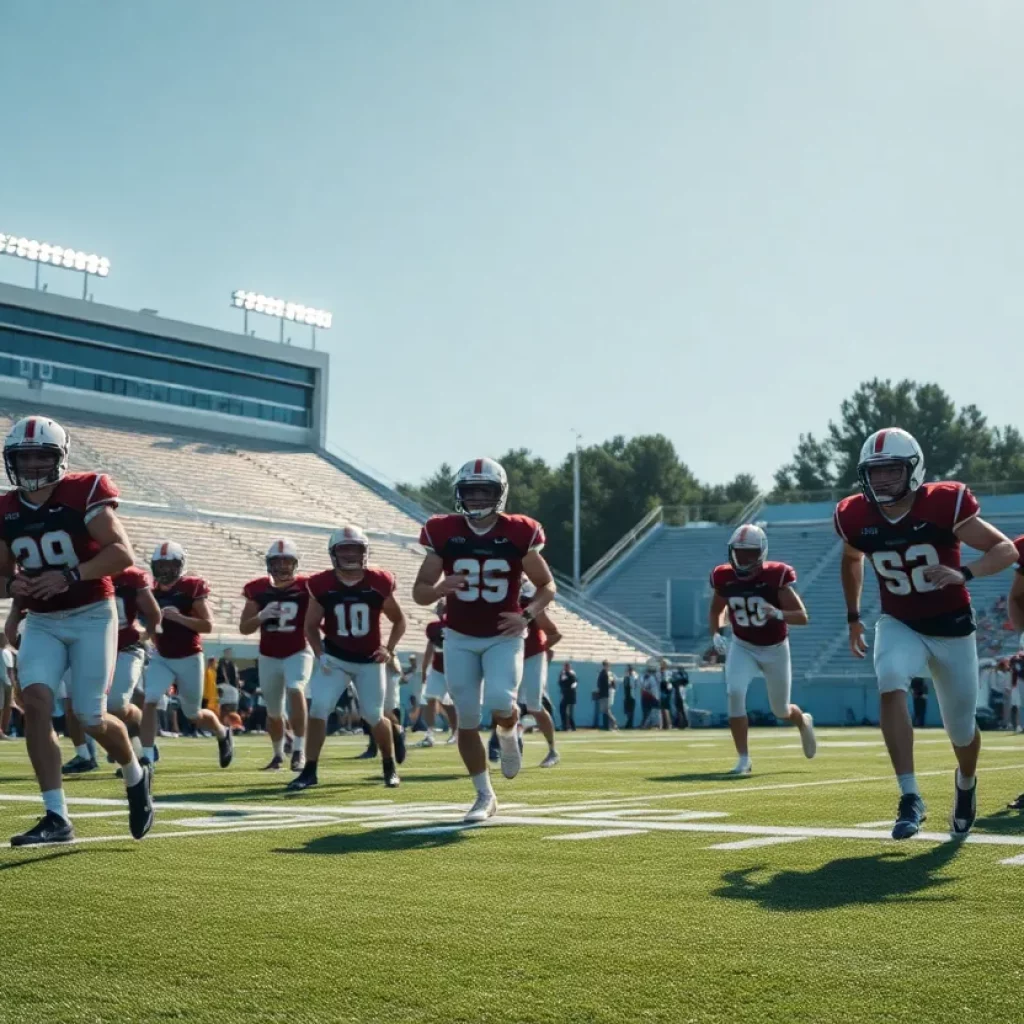 WKU football team practicing on field