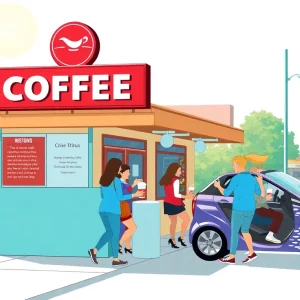 Drive-thru coffee shop in Bowling Green with customers enjoying drinks