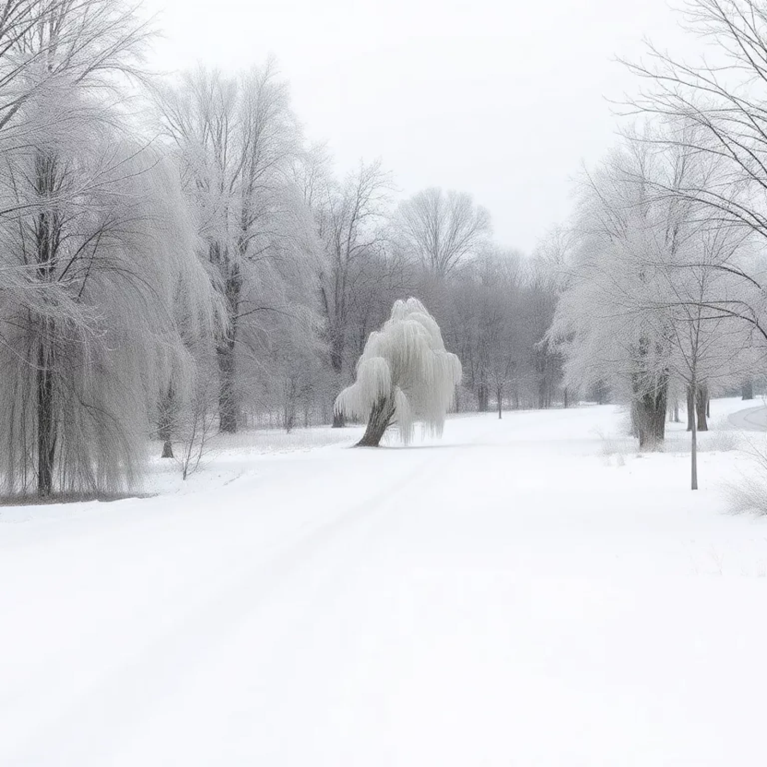 Icy landscape in Bowling Green Kentucky during cold snap