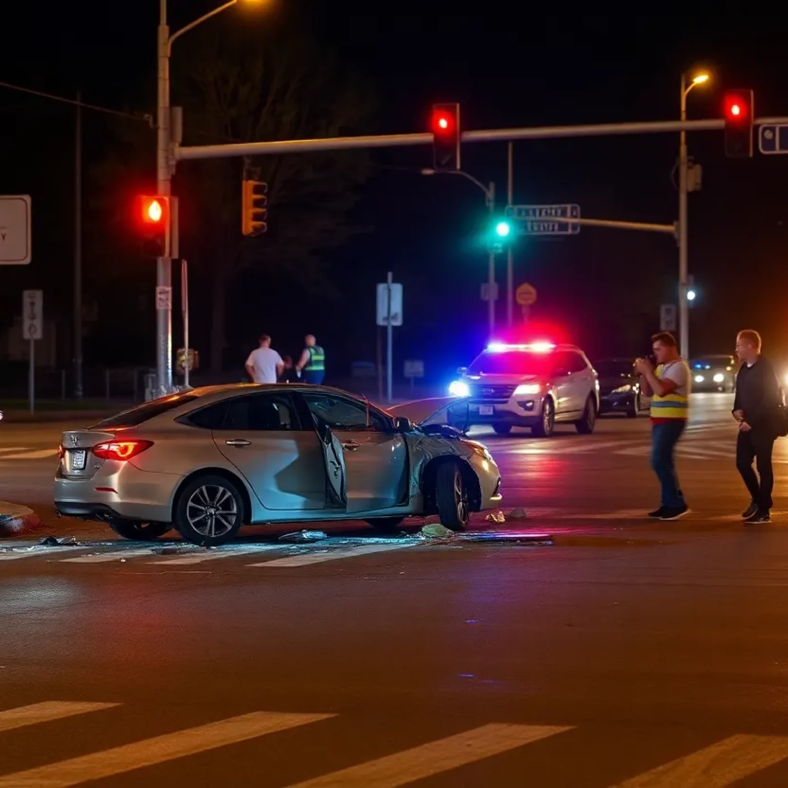 Police at a car accident scene in Bowling Green