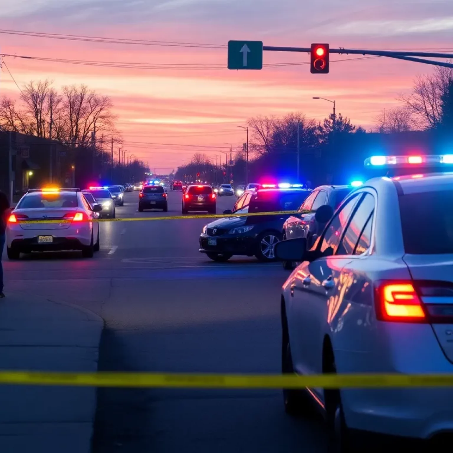 Police at the scene of an accident in Bowling Green