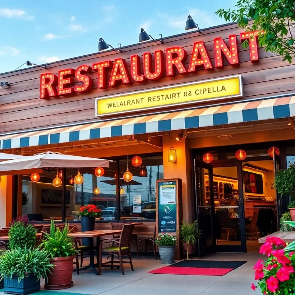 Exterior of a new Chicken Salad Chick franchise with bright signage