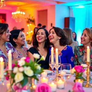 Women celebrating at the Galentine's Day Gala with a joyful atmosphere.