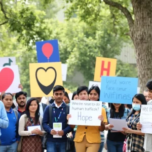 Community gathering for Human Trafficking Prevention Month