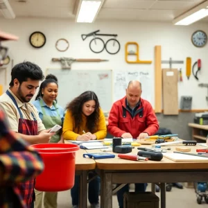 Diverse apprentices engaged in hands-on training