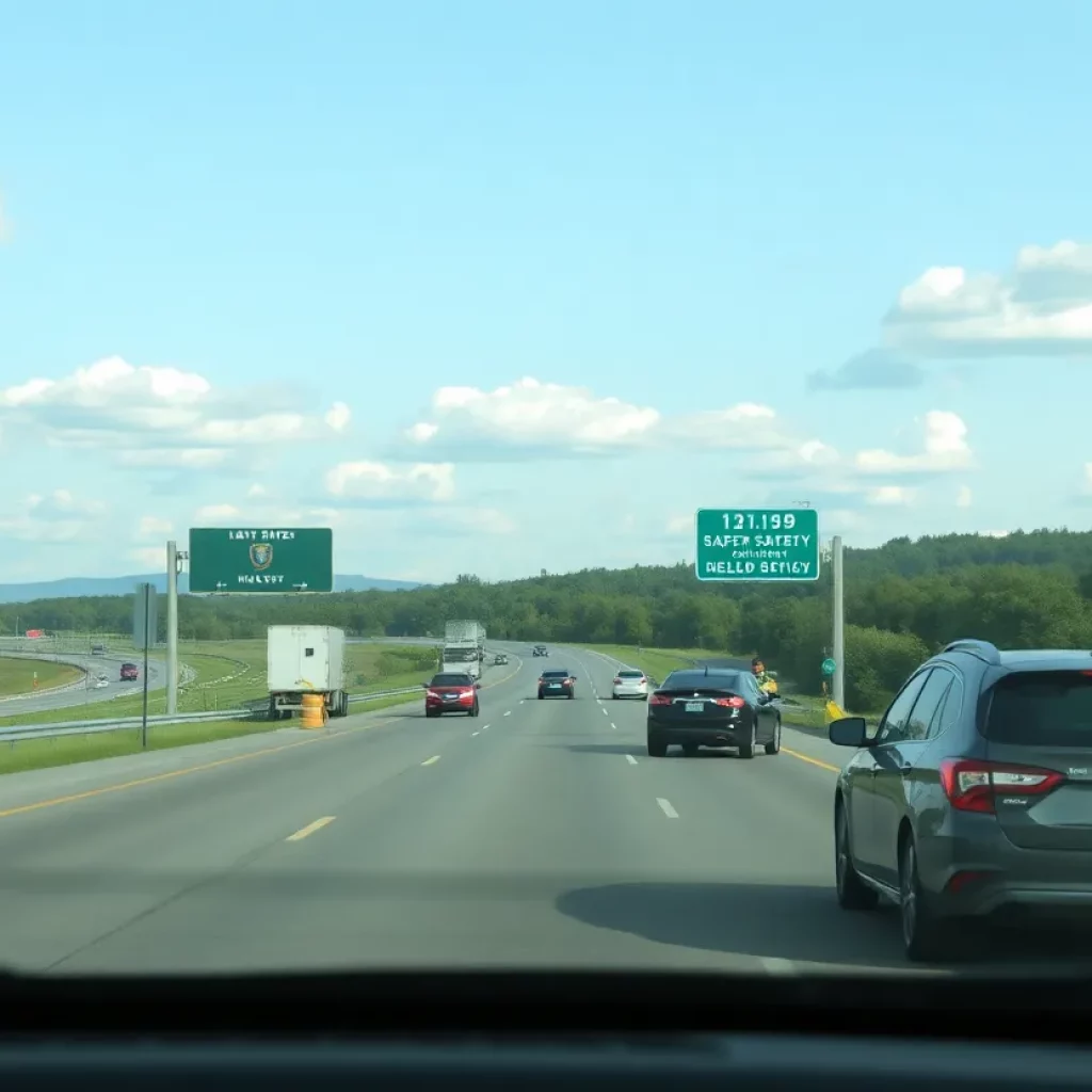 Police checkpoint on a Kentucky highway promoting road safety