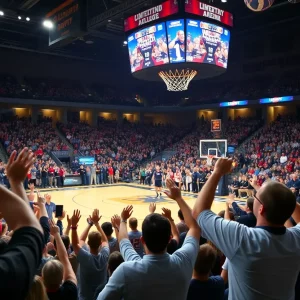 Crowd cheering for Liberty Flames during the game