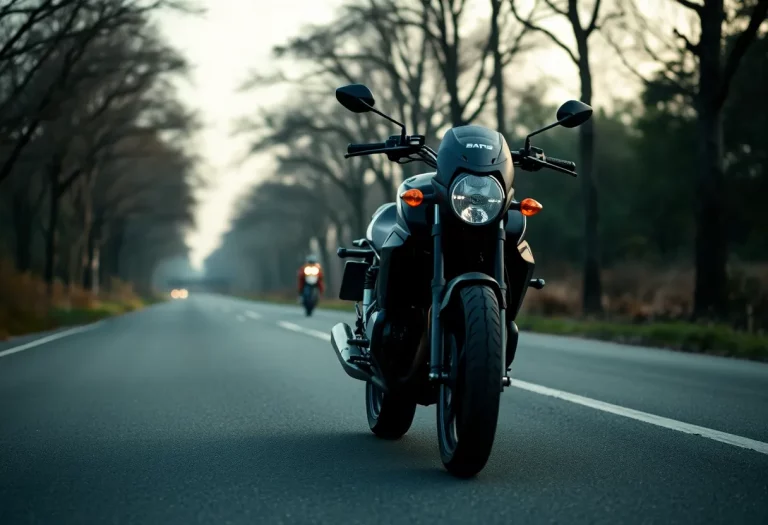 Scene depicting a tragic motorcycle accident on a quiet road.