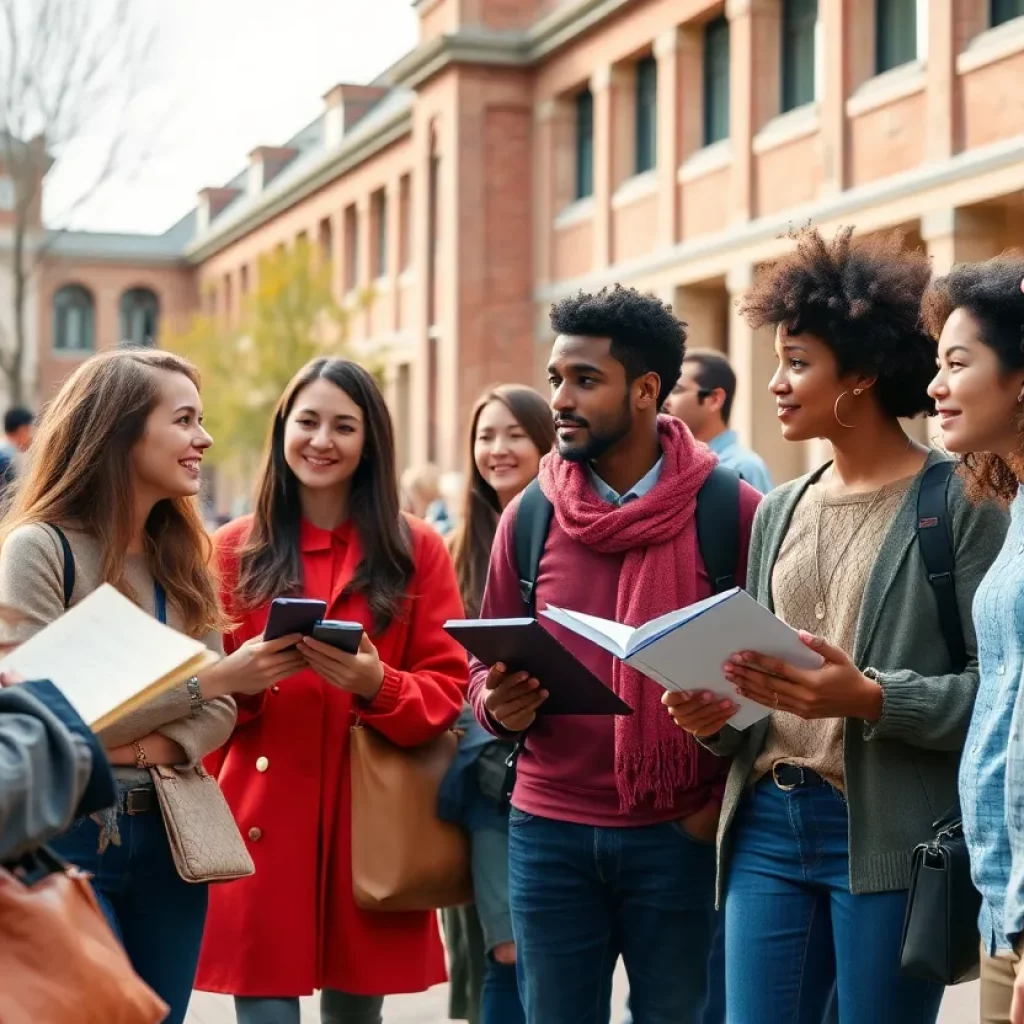 Students engaging in collaborative discussions on campus at Potter College of Arts & Letters