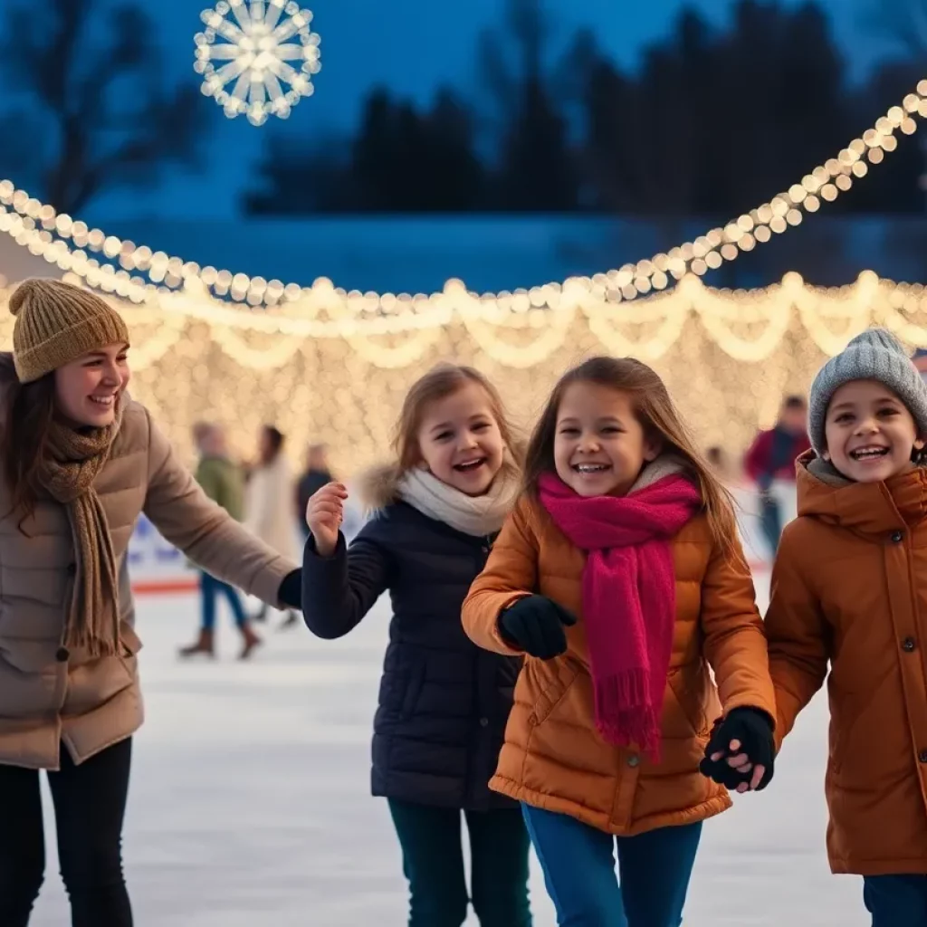 Families ice skating at SoKY Ice Rink