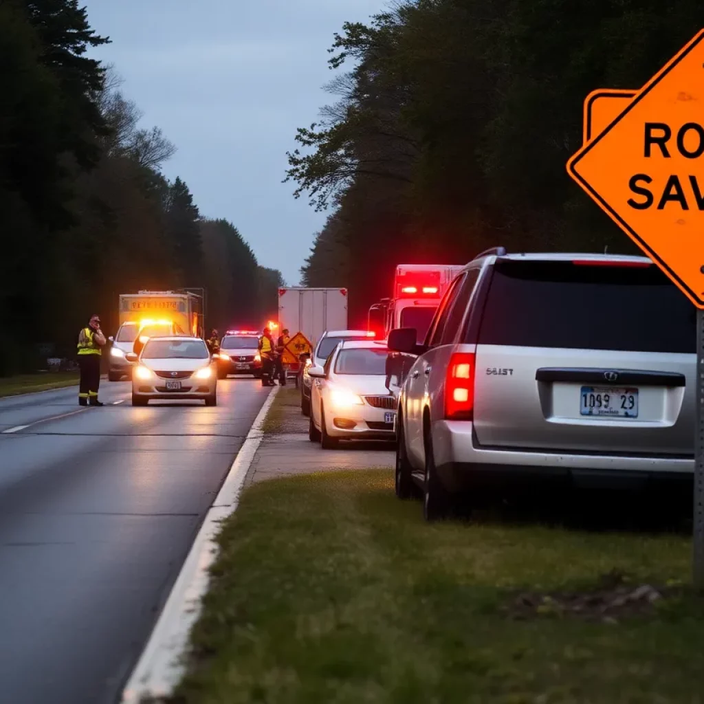 Emergency responders at the scene of a tragic multi-vehicle accident