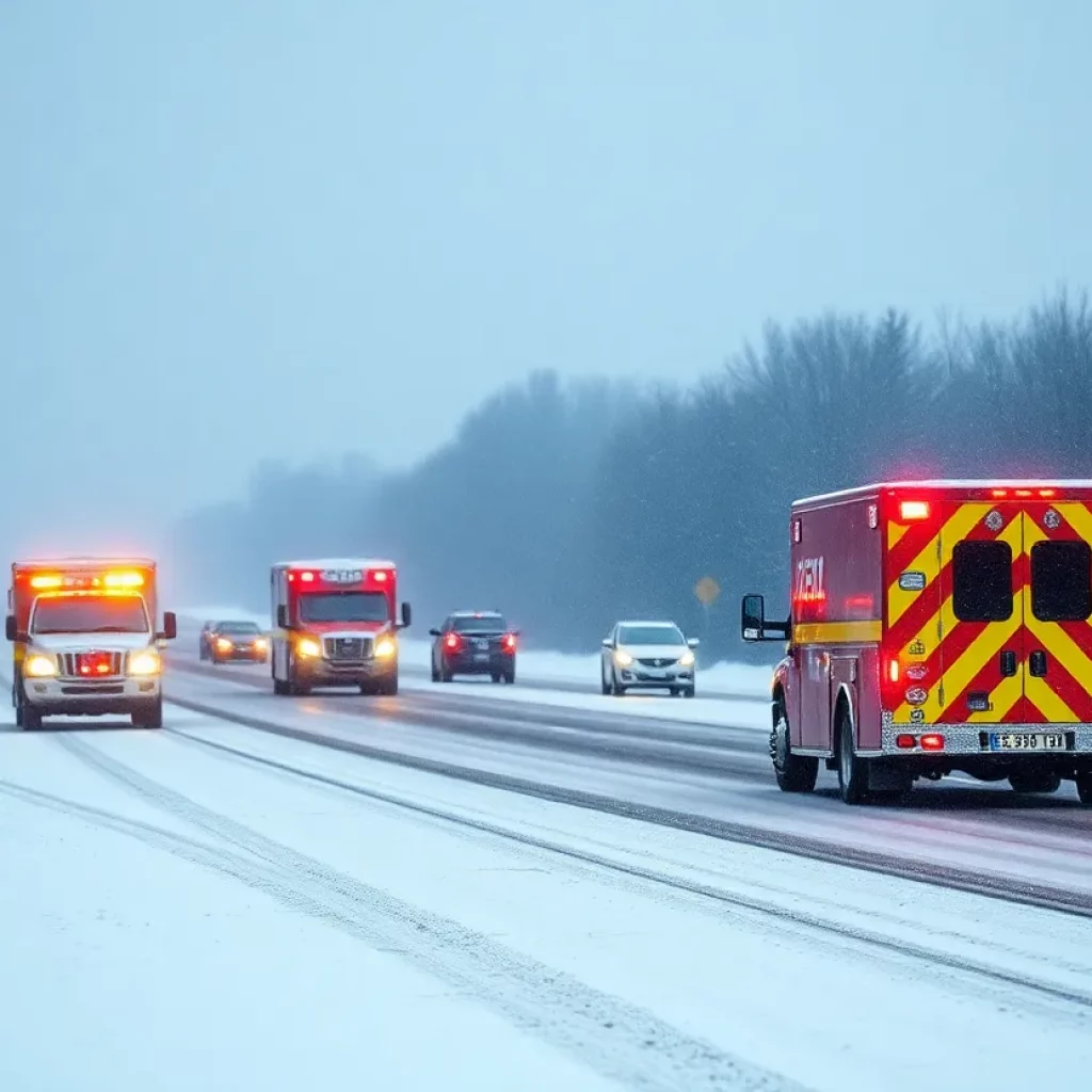 Kentucky road covered in snow during Winter Storm Blair