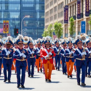 WKU Big Red Marching Band performing in the London New Year’s Day Parade