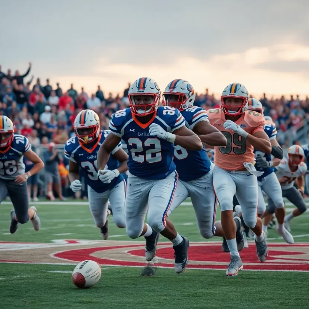 WKU football players competing in a game