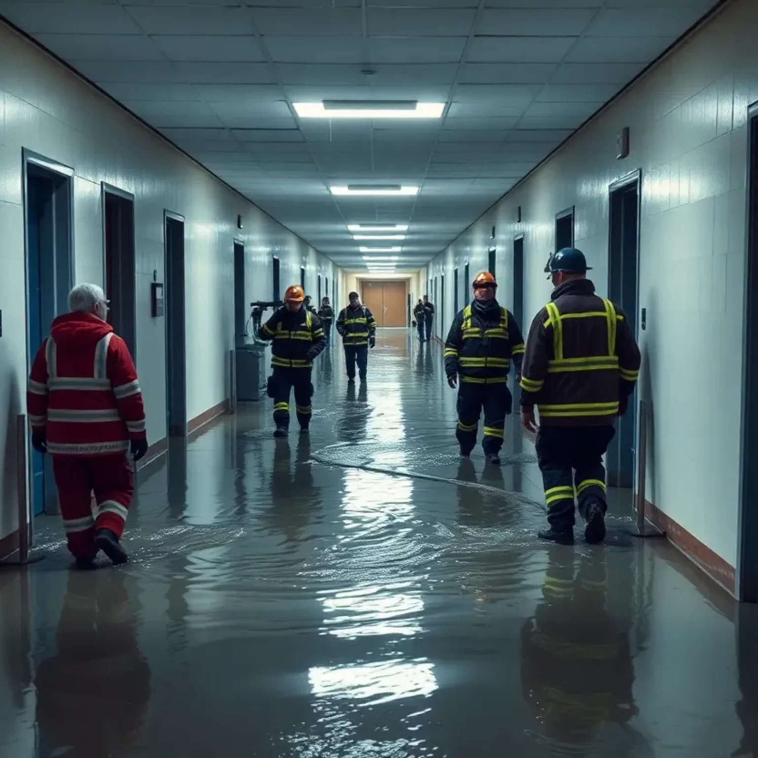 A flooded hallway in Jody Richards Hall at WKU.