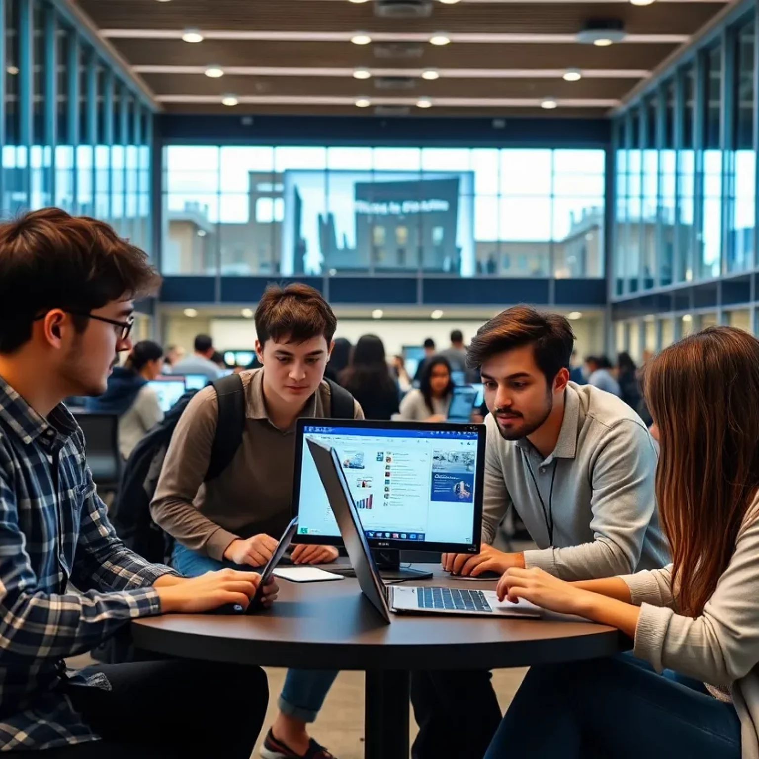 Students engaged in online education at WKU