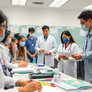 Students participating in a healthcare workshop at Western Kentucky University.