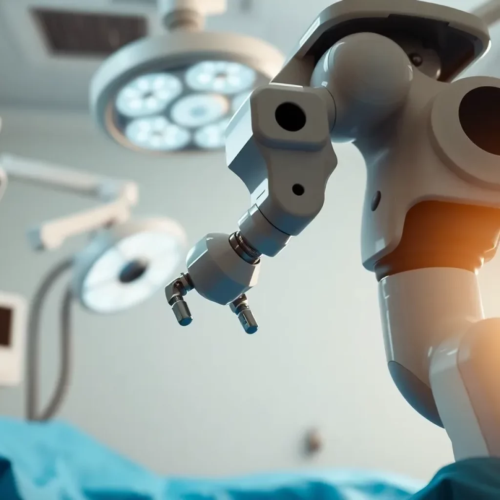 da Vinci 5 surgical robot performing a procedure