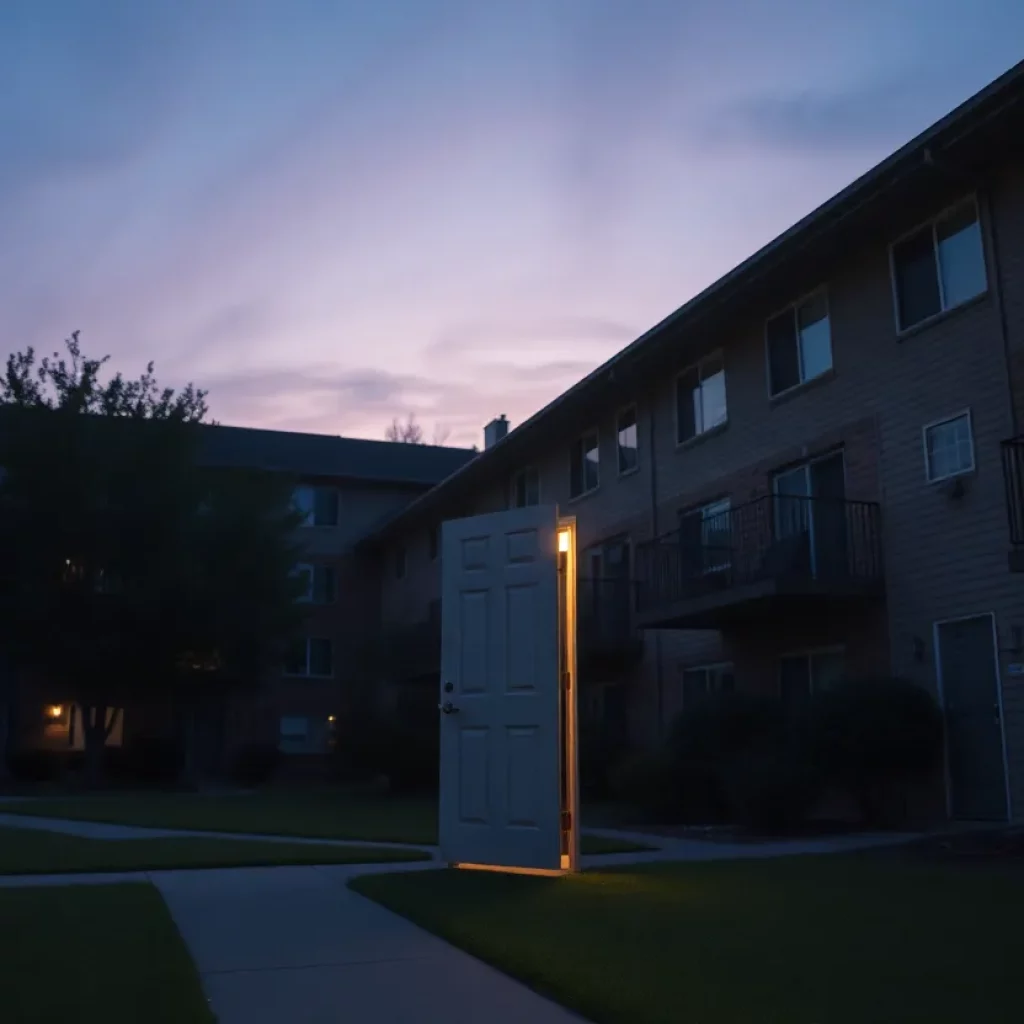 Quiet apartment complex in Bowling Green, KY at night