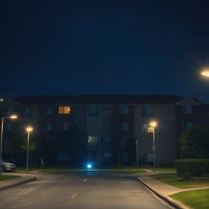 Tranquil apartment complex in Bowling Green at dusk