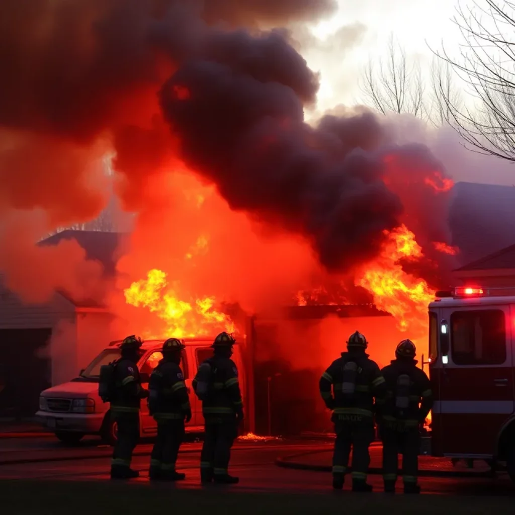 Firefighters responding to a garage fire in Bowling Green, KY