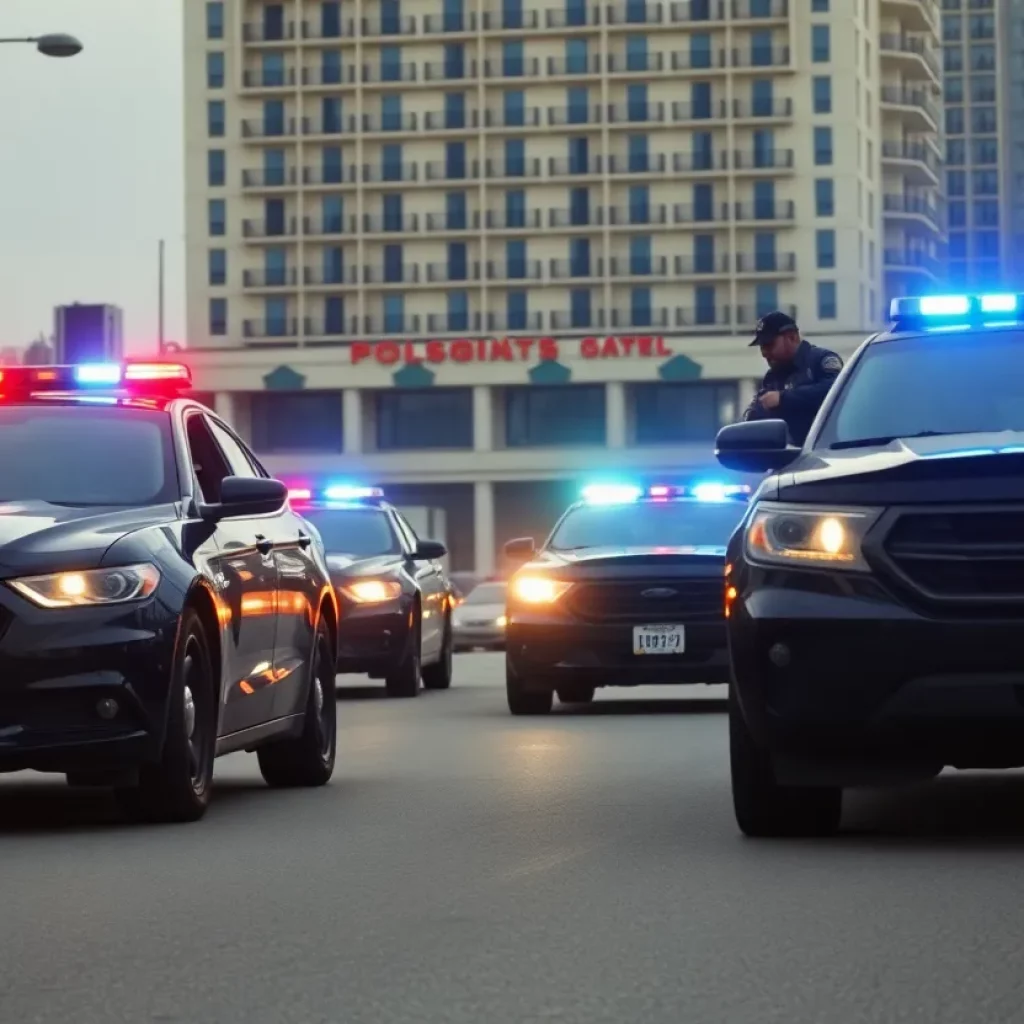 Police vehicles pursuing a suspect in Bowling Green during a chase