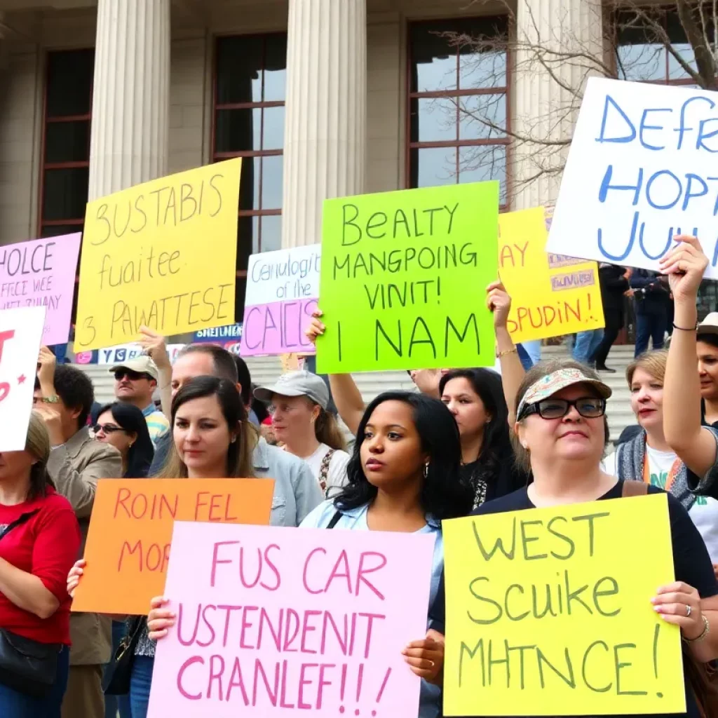 Protesters rallying for accountability from their representative in Bowling Green, Kentucky.