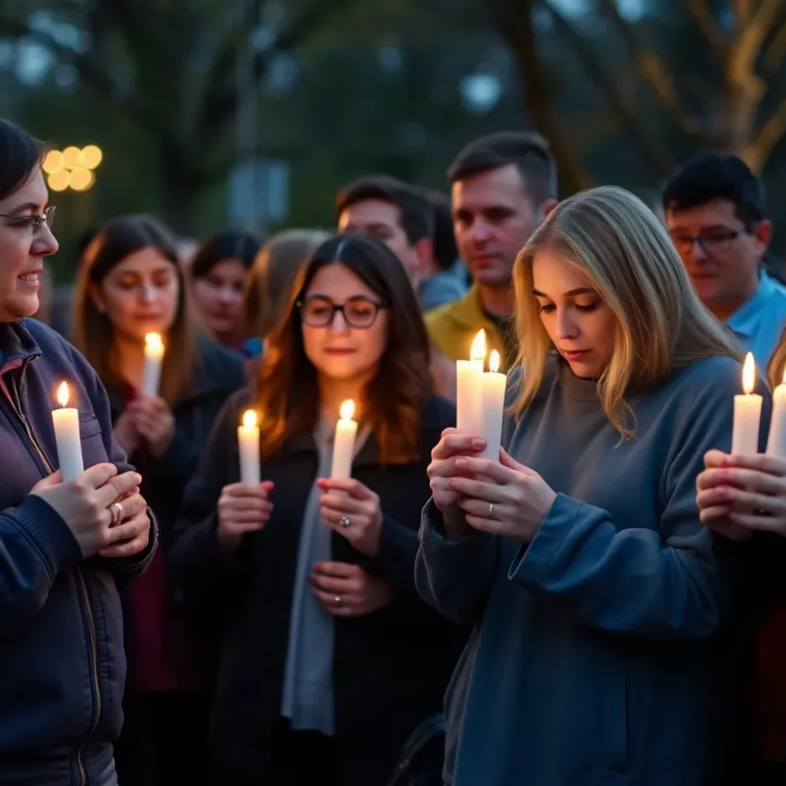 Vigil for WKU student Matthew Maggart with candles and flowers.