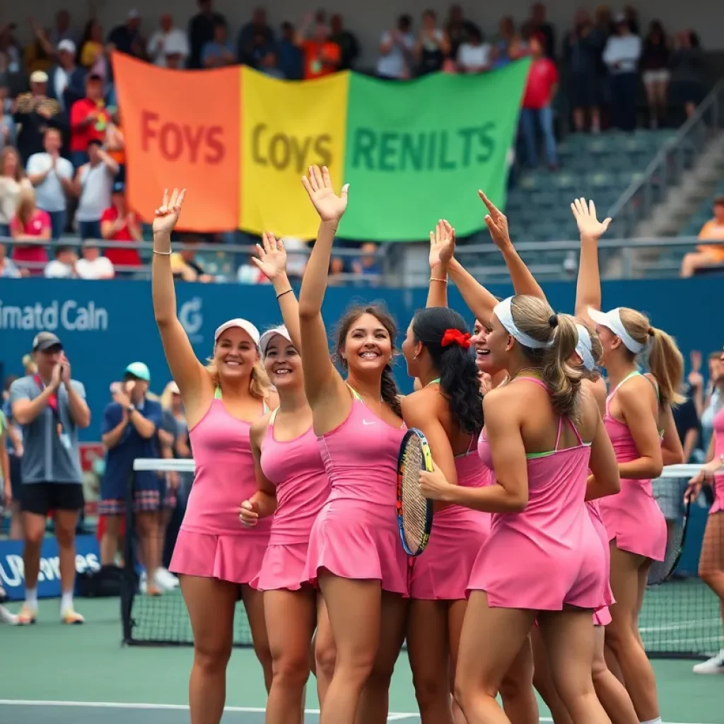 WKU Women's Tennis team celebrating their recent victories