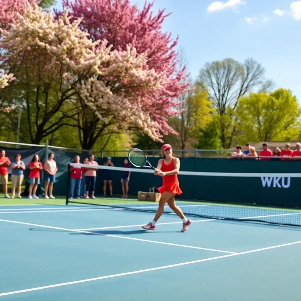 WKU Women's Tennis team playing a match at the Warren County Tennis Facility