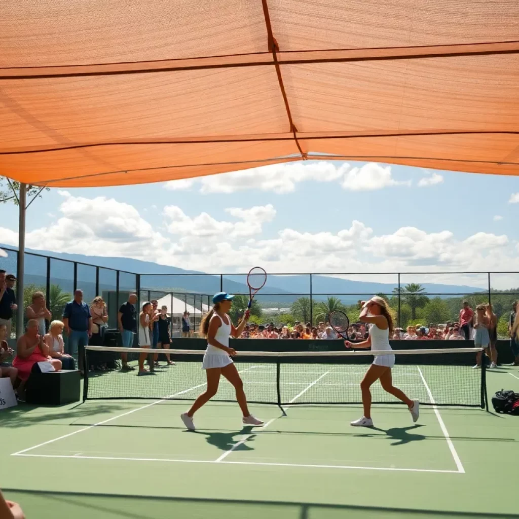 WKU Women's Tennis team in action during a match